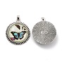 Tibetan Style Alloy Pendants, with Resin, Flat Round with Butterfly