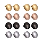 24Pcs 4 Colors Stainless Steel Stud Earring Findings, with Ear Nuts and Loop, Flat Round
