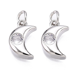 Латунные микро проложить кубического циркония прелести, без кадмия, без никеля и без свинца, Перейти кольцо, луна