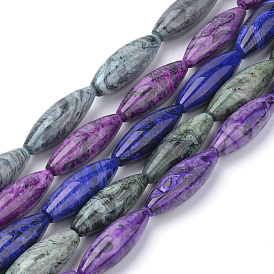 Natural Ripple Jasper Beads Strands, Dyed, Rice