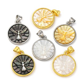 Подвески-моли из натуральной ракушки, стойки обшивки латунные круглые плоские прелести