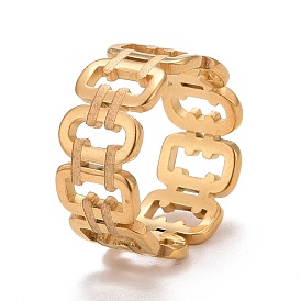 Ion Plating(IP) 304 Stainless Steel Rectangle Hollow Finger Ring for Women