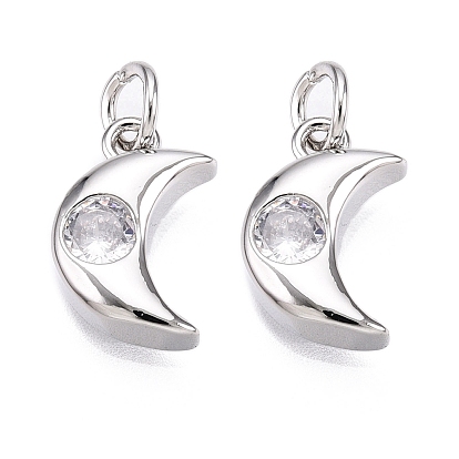 Латунные микро проложить кубического циркония прелести, без кадмия, без никеля и без свинца, Перейти кольцо, луна