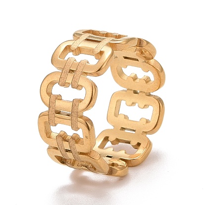 Ion Plating(IP) 304 Stainless Steel Rectangle Hollow Finger Ring for Women