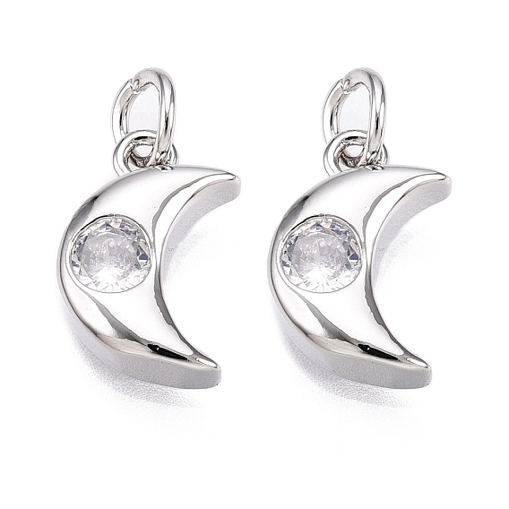 Латунные микро проложить кубического циркония прелести, без кадмия, без никеля и без свинца, Перейти кольцо, луна