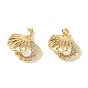 Латунные микро проложить кубического циркония подвески, подвески в форме ракушек, с абс пластмассовой имитационной жемчужиной, без свинца и без кадмия, долговечный, стойки покрытие