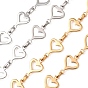 304 Stainless Steel Heart Link Chains, Unwelded, with Spool