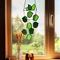 Plant Acrylic Leaf Window Hanging Decorations, with Iron Chains and Hook, for Home Garden Decor