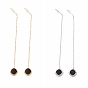Long Chain with Enamel Rhombus Dangle Stud Earrings, 304 Stainless Steel Ear Thread for Women