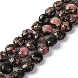 Natural Rhodonite Beads Strands, Flat Round