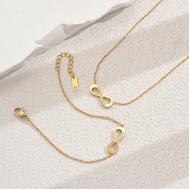 Браслеты и ожерелья из нержавеющей стали со стразами в виде бесконечности для женщин