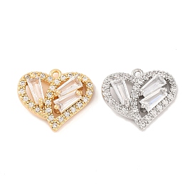 Латунные микропаве прозрачные подвески с фианитом, без кадмия, без никеля и без свинца, сердце с ромбом