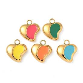 304 нержавеющей стальной эмали подвески, золотые, шарма сердца