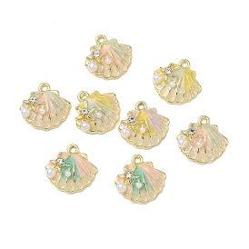 Подвески из сплава эмали и пластика с жемчугом и хрустальными стразами, золотые, разноцветные