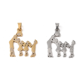 Mother's Day Ion Plating(IP) 304 Stainless Steel Pendants, Laser Cut, Mother and Child Charm