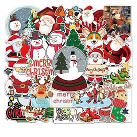 Christmas Waterproof PVC Plastic Sticker Labels, Self-adhesion, for Suitcase, Skateboard, Refrigerator, Helmet, Mobile Phone Shell, Santa Claus Pattern