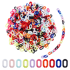 SUPERFINDINGS 1000Pcs 10 Colors Opaque Acrylic Linking Rings, Quick Link Connectors, for Cable Chains Making, Oval