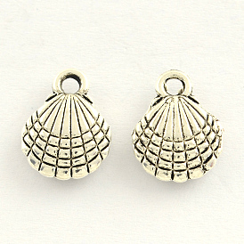 Tibetan Style Zinc Alloy Shell Charms, 13x10x4mm, Hole: 2mm, about 909pcs/1000g