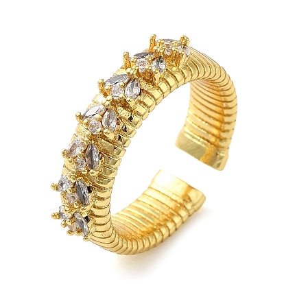 Brass Micro Pave Cubic Zirconia Cuff Rings