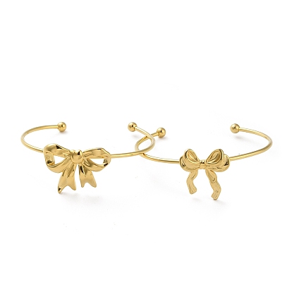 304 Stainless Steel Bowknot Cuff Bangles for Women
