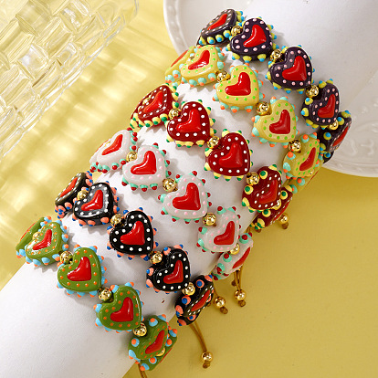 Браслеты ручной работы в форме сердца, сплетенные из смолы и латунных бусин., Регулируемые браслеты дружбы