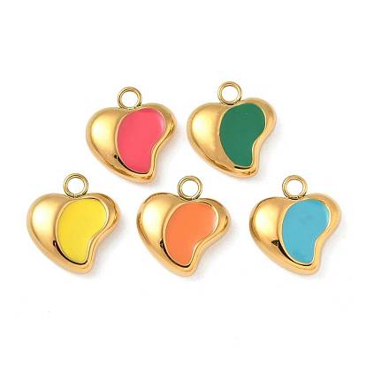 304 нержавеющей стальной эмали подвески, золотые, шарма сердца