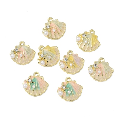 Подвески из сплава эмали и пластика с жемчугом и хрустальными стразами, золотые, разноцветные