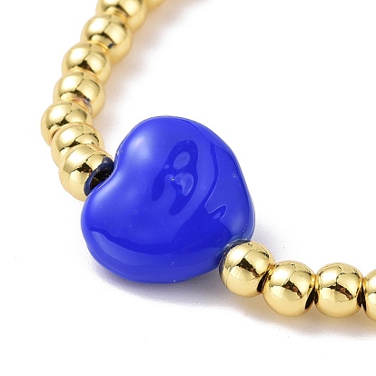 Enamel Evil Eye Heart & Brass Braided Bead Bracelet for Women, Cadmium Free & Lead Free