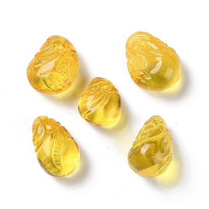 Natural Amber Pendants, Carved Teardrop Charms