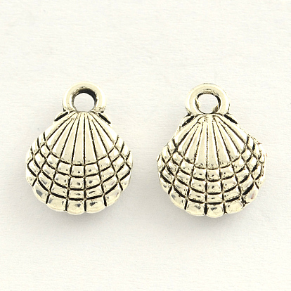 Tibetan Style Zinc Alloy Shell Charms, 13x10x4mm, Hole: 2mm, about 909pcs/1000g