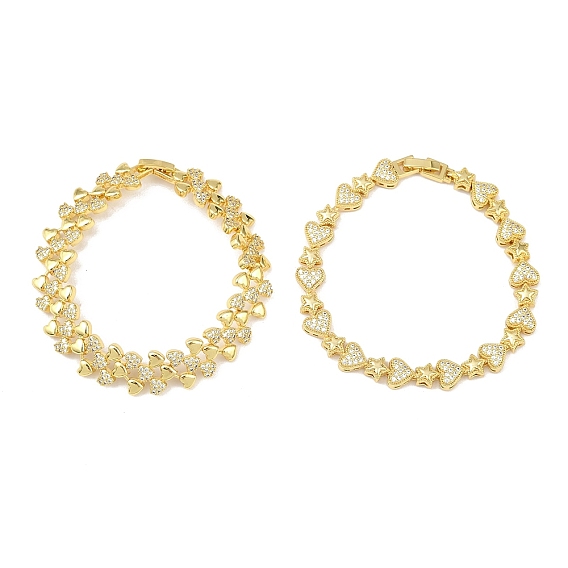 Латунные браслеты-цепочки с микропаве из прозрачных кубических цирконий для женщин