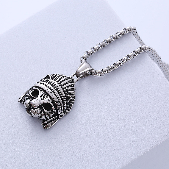 Винтажные мужские панк-ожерелья из нержавеющей стали с подвеской в виде индейского орла