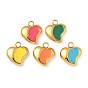 304 нержавеющей стальной эмали подвески, золотые, шарма сердца