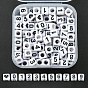 Opaque White Acrylic Beads, Cube with Black Number & Heart