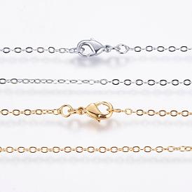 Rack Plating Brass Chain Necklaces, Cable Chain, Long-Lasting Plated