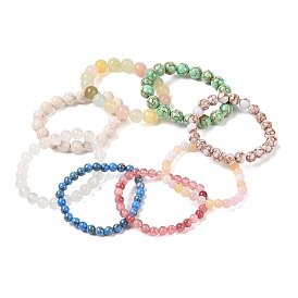 Gemstone Round Beaded Stretch Bracelets