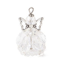 Стеклянные подвески, ангельское очарование, с крылом из сплава в тибетском стиле, латунными булавками и бисером., граненые