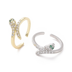 Открытый браслет-манжета в виде змеи зеленого кубического циркония, украшения из латуни для женщин
