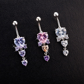 Латунные кубические цирконии тройные сердечки подвески пупочные кольца, платина