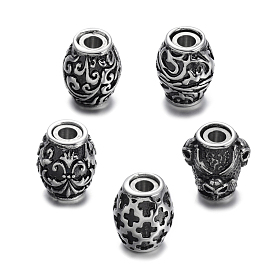 Mixed Shapes Retro Carve 304 Stainless Steel Magnetic Clasps with Glue-in Ends, 12~13.5x10.5~12.5mm, Hole: 3~4mm