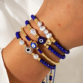 Adjustable Evil Eye Glass Braided Bead Bracelets for Women