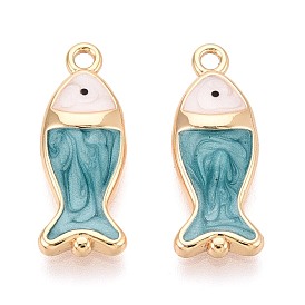 Латунь с эмалевыми подвесками, рыбы прелести, голубой