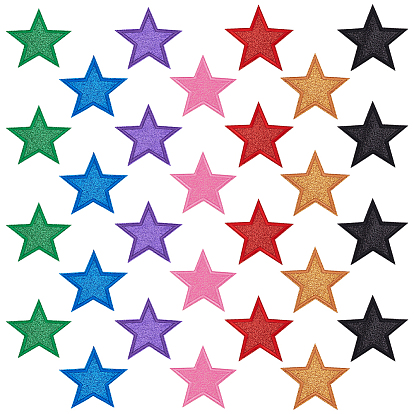 28 шт 7 цвета полиэстер компьютеризированная ткань для вышивания утюгом / пришивание заплат, аксессуары для костюма, аппликация, звезда