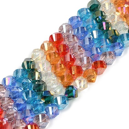 Стеклянные бусины с гальваническим покрытием , самородки, граненые, градиент цвета