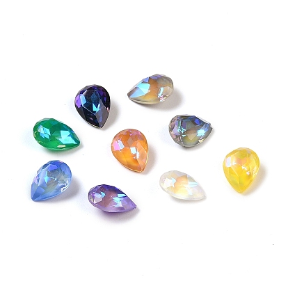 Cabujones de diamantes de imitación de cristal, punto de volver, facetados, lágrima
