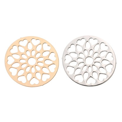 Латунные филигранные подвески, гравированные металлические украшения, плоско-круглые