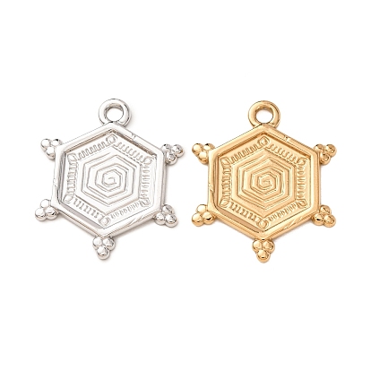 Pendentifs en acier inoxydable, breloques hexagonales à motif en spirale, plaqué longue durée