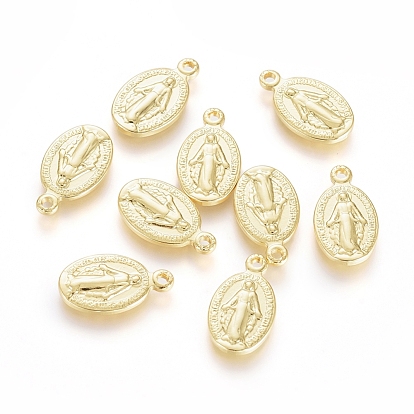 Brass Charms, Long-Lasting Plated, Miraculous Medal, Oval with Virgin Mary