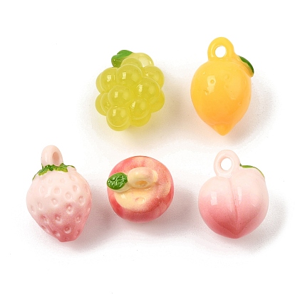 Colgantes de resina opaca imitación fruta, con esmalte