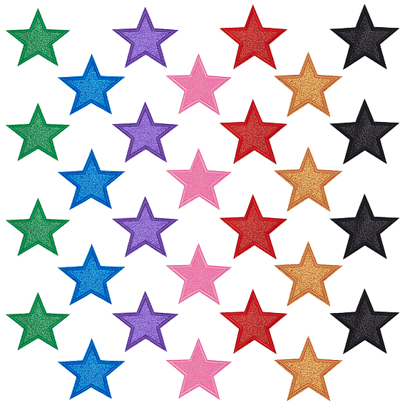 28 шт 7 цвета полиэстер компьютеризированная ткань для вышивания утюгом / пришивание заплат, аксессуары для костюма, аппликация, звезда